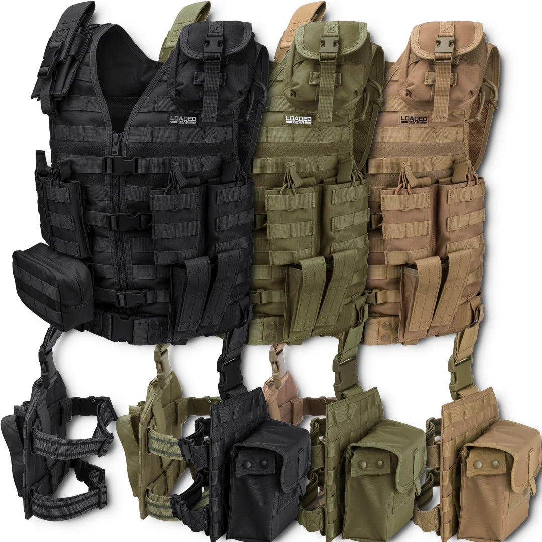 Loaded Gear VX-100 Tactical Vest and Leg Platforms | Black Loaded Gear VX-100 Tactical Vest and Leg Platforms | Black