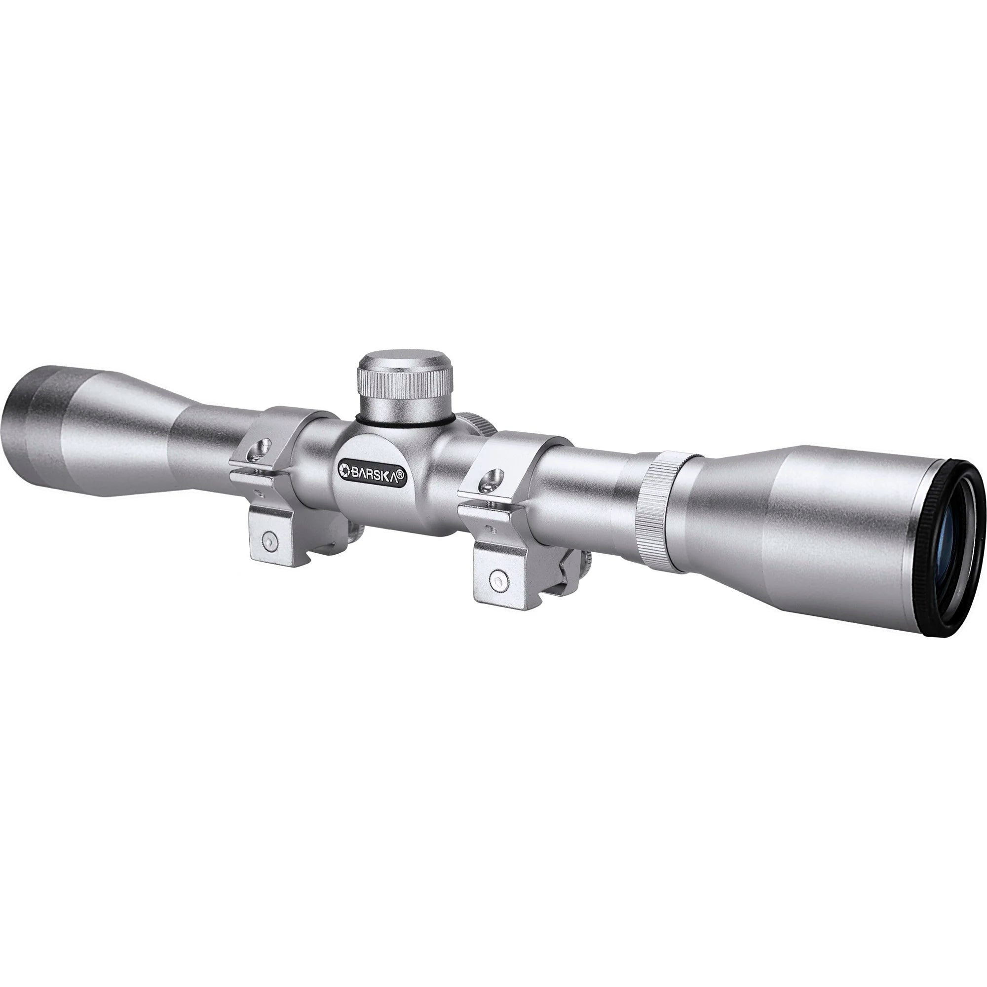 4x32mm Plinker-22 30/30 Silver Rifle Scope with Rings | AC10040 – Barska