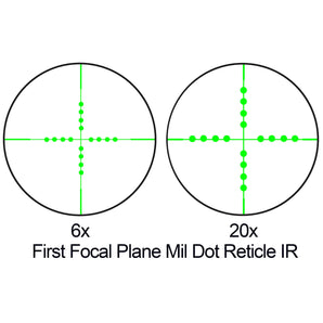 6.5-20x40mm Tactical First Focal Plane IR Mil-Dot Rifle Scope with Rings | AC10778