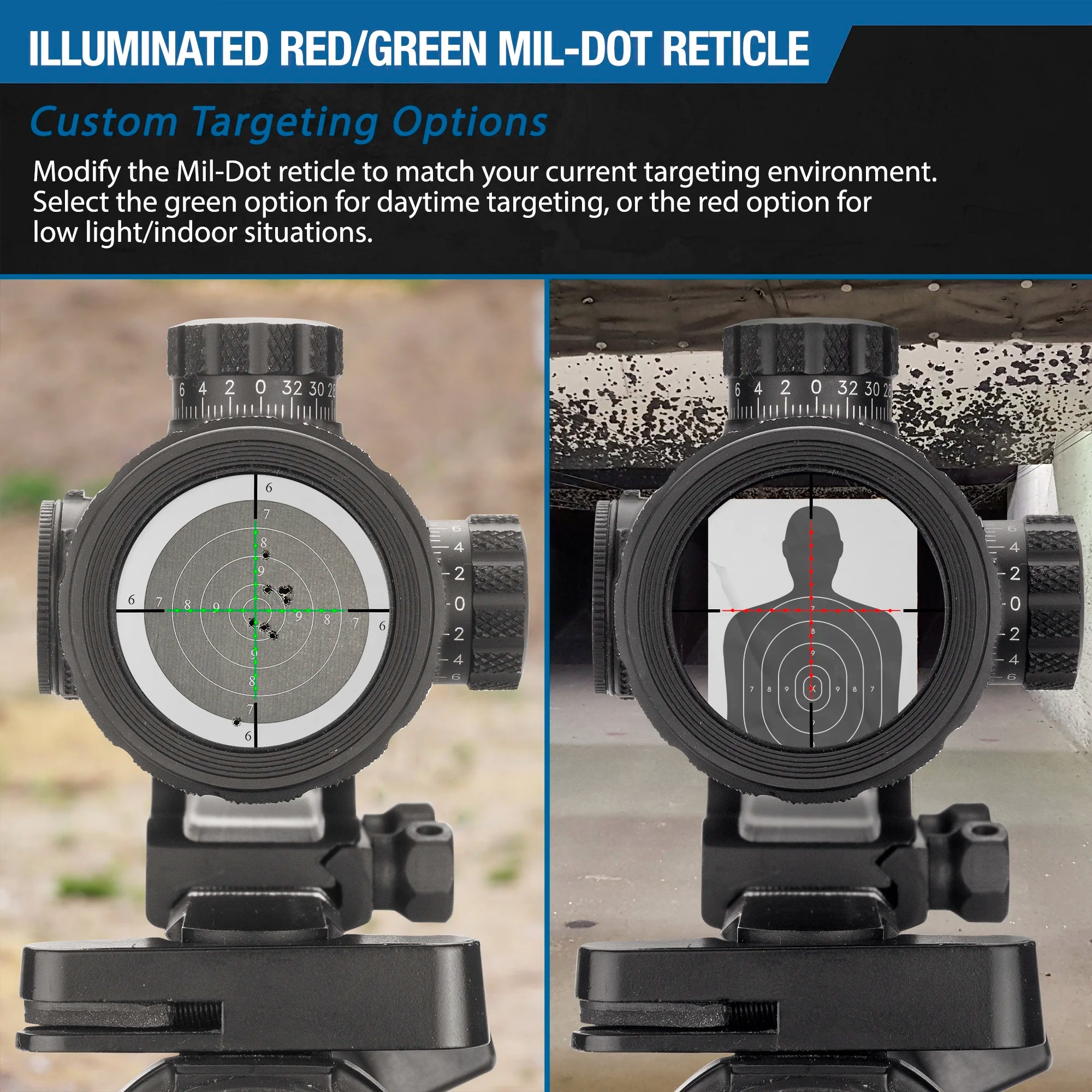 1-4x28mm SWAT-AR IR Mil-Dot Rifle Scope with Cantilever Mount 1-4x28mm SWAT-AR IR Mil-Dot Rifle Scope with Cantilever Mount