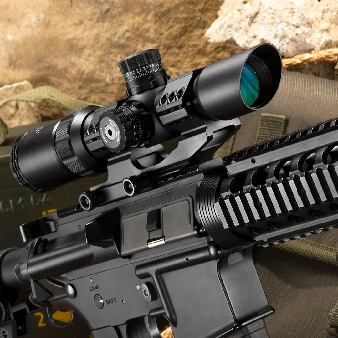 Scope Designs 1-4x28mm SWAT-AR IR Mil-Dot Rifle Scope | AC11872 – Barska