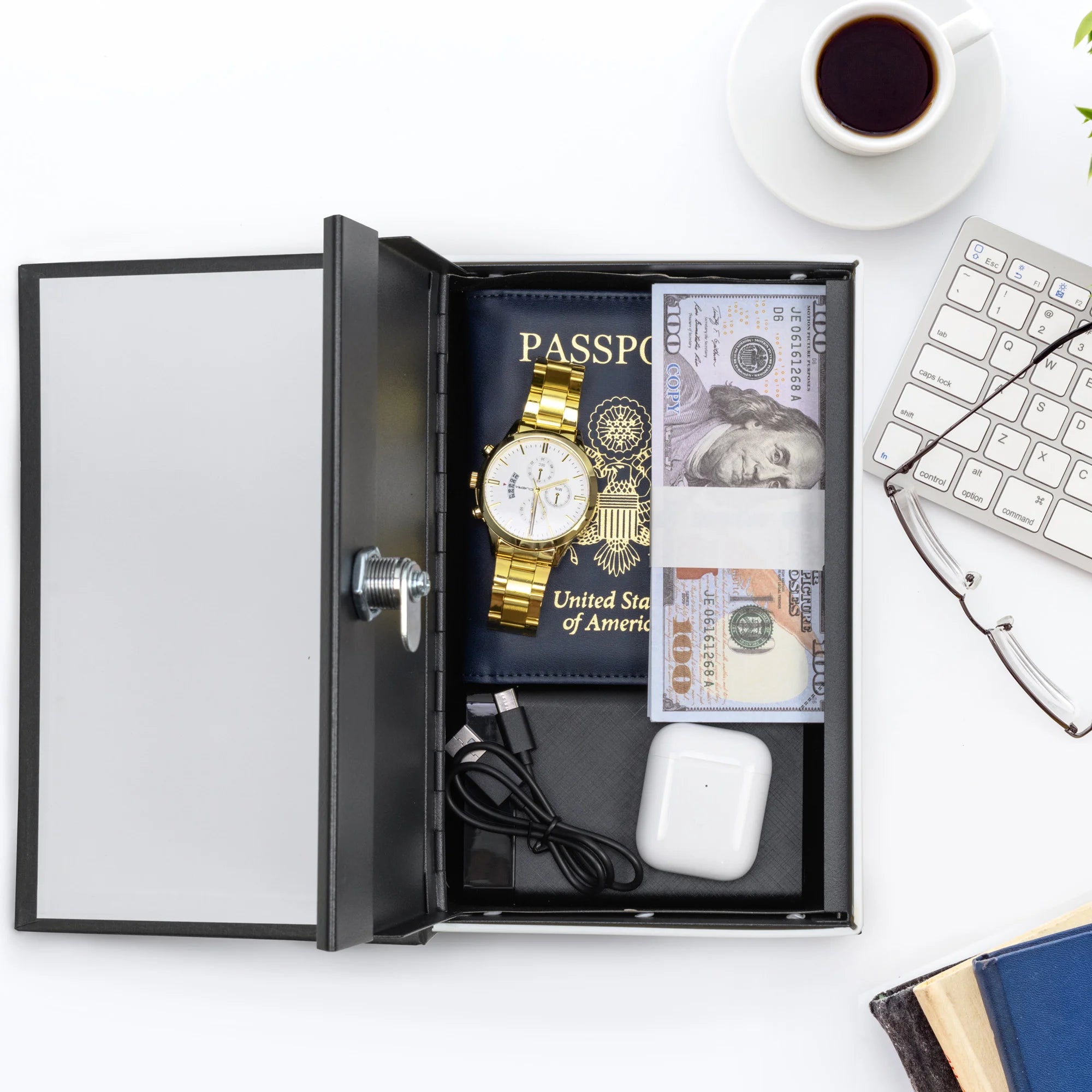 Book Box Lockable Dictionary Book Lock Box with Key Lock, Black | AX11680 – Barska
