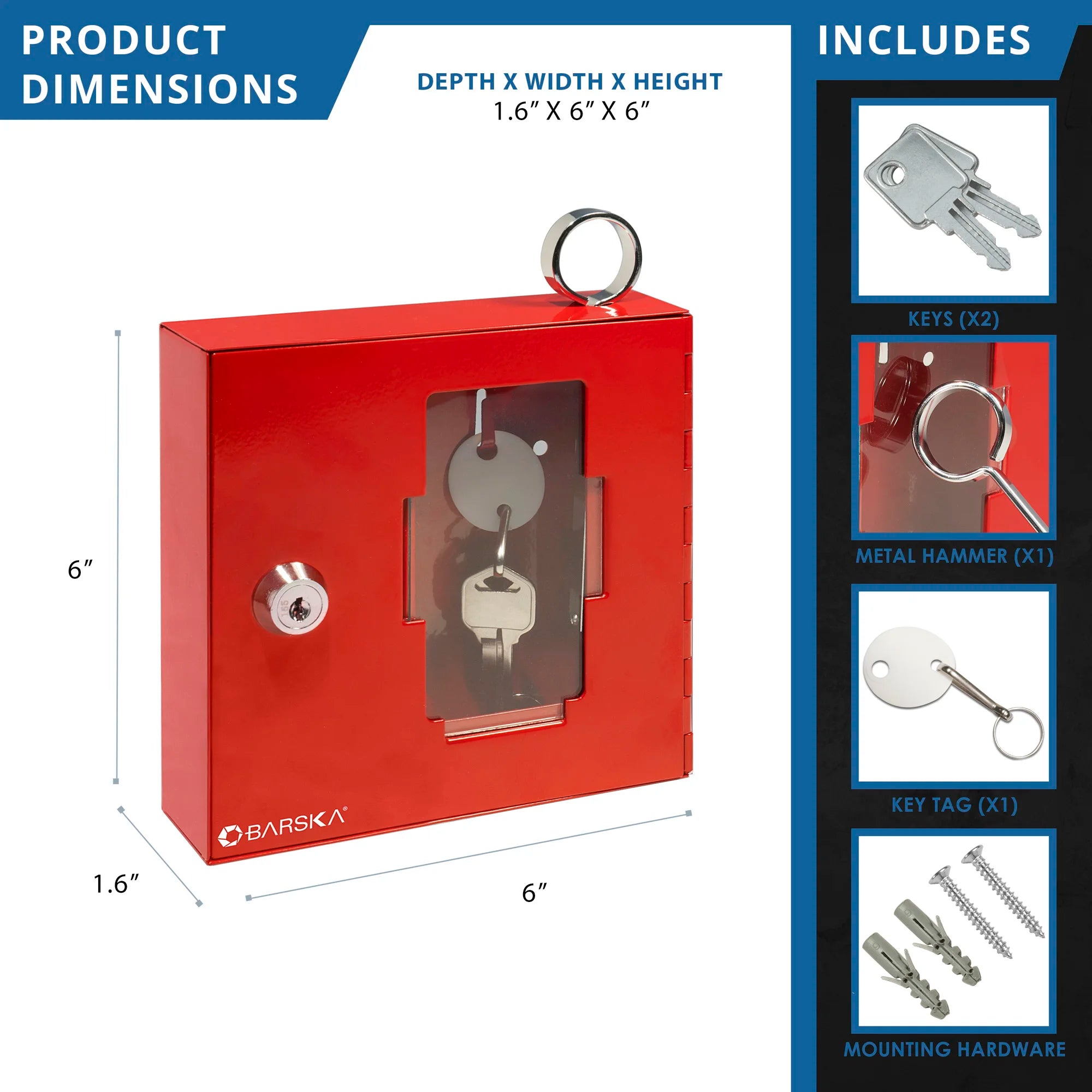 Breakable Emergency Key Box with Attached Hammer | AX11826 – Barska