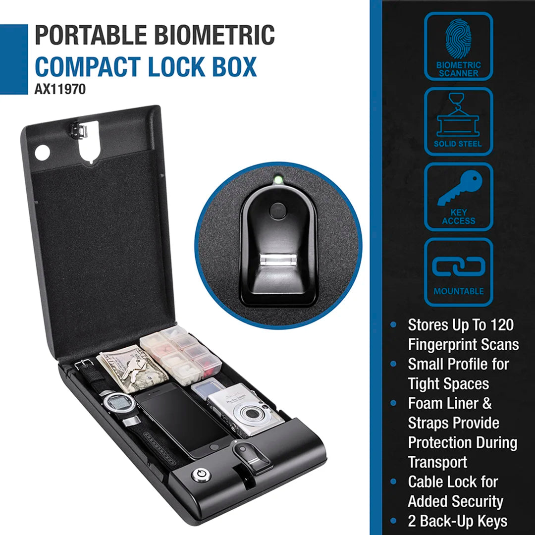 Portable Biometric Compact Lock Box | AX11970 – Barska