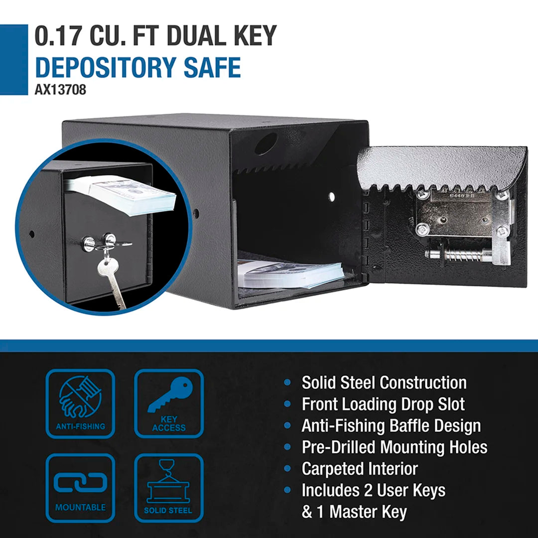 Dual Key Control Safe 0.17 Cu. ft Dual Key Depository Safe | AX13708 – Barska