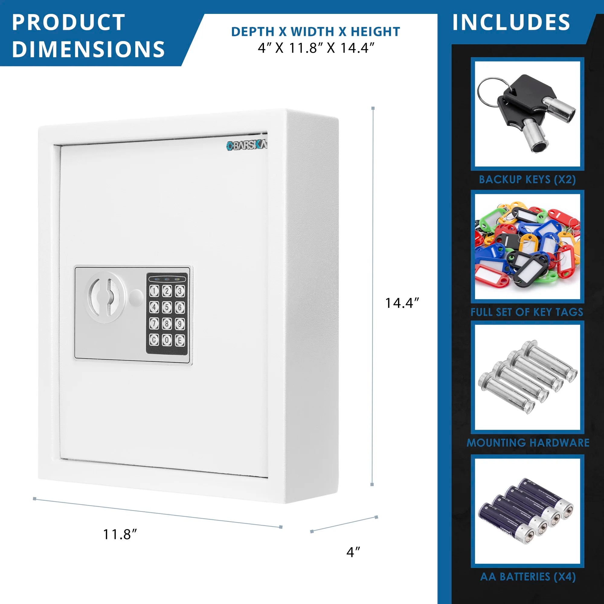 40 Capacity Fixed Position Key Cabinet Digital Keypad Wall Safe | AX13 ...