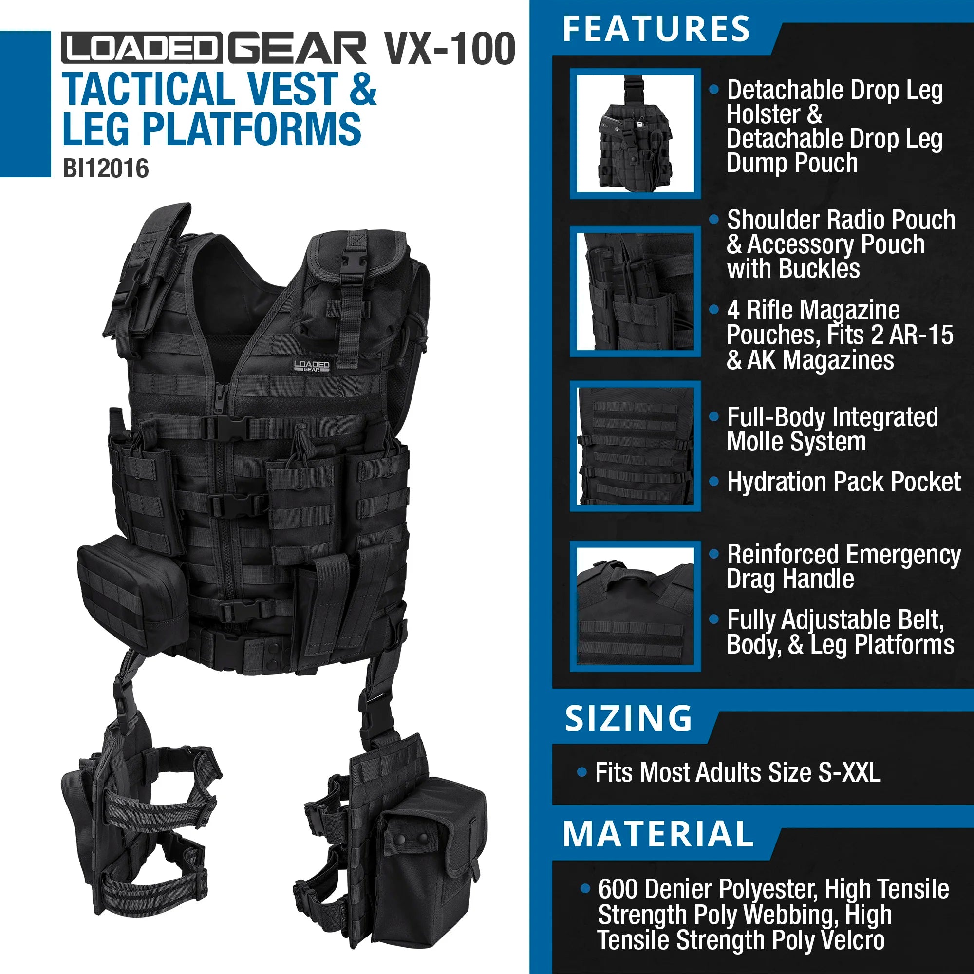 loading gear Barska Loaded Gear Vx-100 Tactical Vest And Leg Platform, 22" x 38.5"