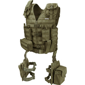 Loaded Gear VX-100 Tactical Vest and Leg Platforms | OD Green
