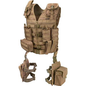 Loaded Gear VX-100 Tactical Vest and Leg Platforms | Dark Earth