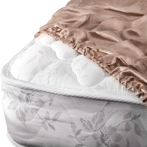 Aus Vio 100% Natural Charmeuse Silk Satin Luxurious Fitted Sheet, Queen, Pebble Color | BM12080