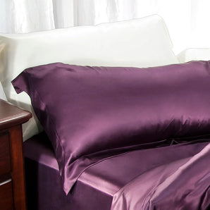Aus Vio 100% Natural Charmeuse Silk Satin Luxurious Pillowcase, King/California King, Iris Color | BM12108