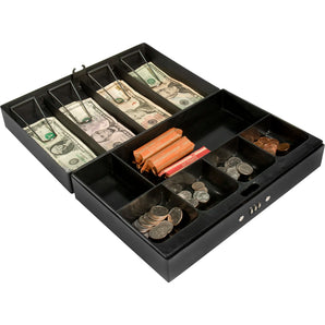 Cash Box & Six Compartment Tray, Four Bill Holder