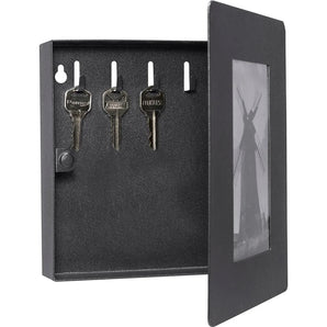 4"X6" 5 Capacity Picture Wall Mount Photo Frame Key Cabinet with Magnetic Lock, Black | CB11808