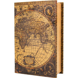 Antique Map Book Lock Box