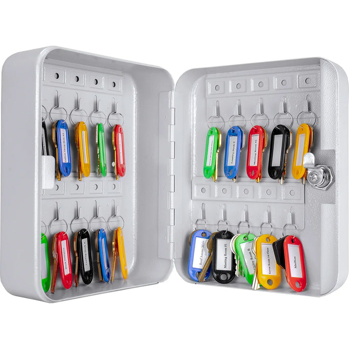 20 Capacity Fixed Position Key Cabinet with Key Lock, Grey 20 Capacity Fixed Position Key Cabinet with Key Lock, Grey