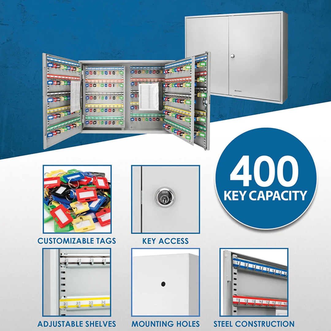 400 Capacity Adjustable Key Cabinet with Key Lock | CB12490 – Barska