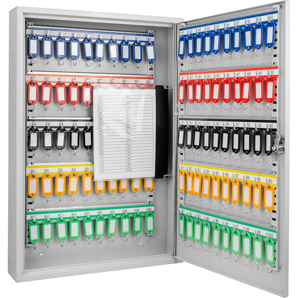 カナアキ 100 Capacity Adjustable Key Cabinet with Key Lock, White | CB12956