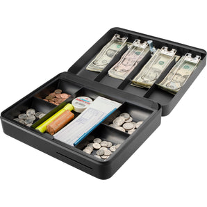 Fold Out Cash Box with Five Compartment Tray, Bill Holder, and Drop Slot with Key Lock | CB13052