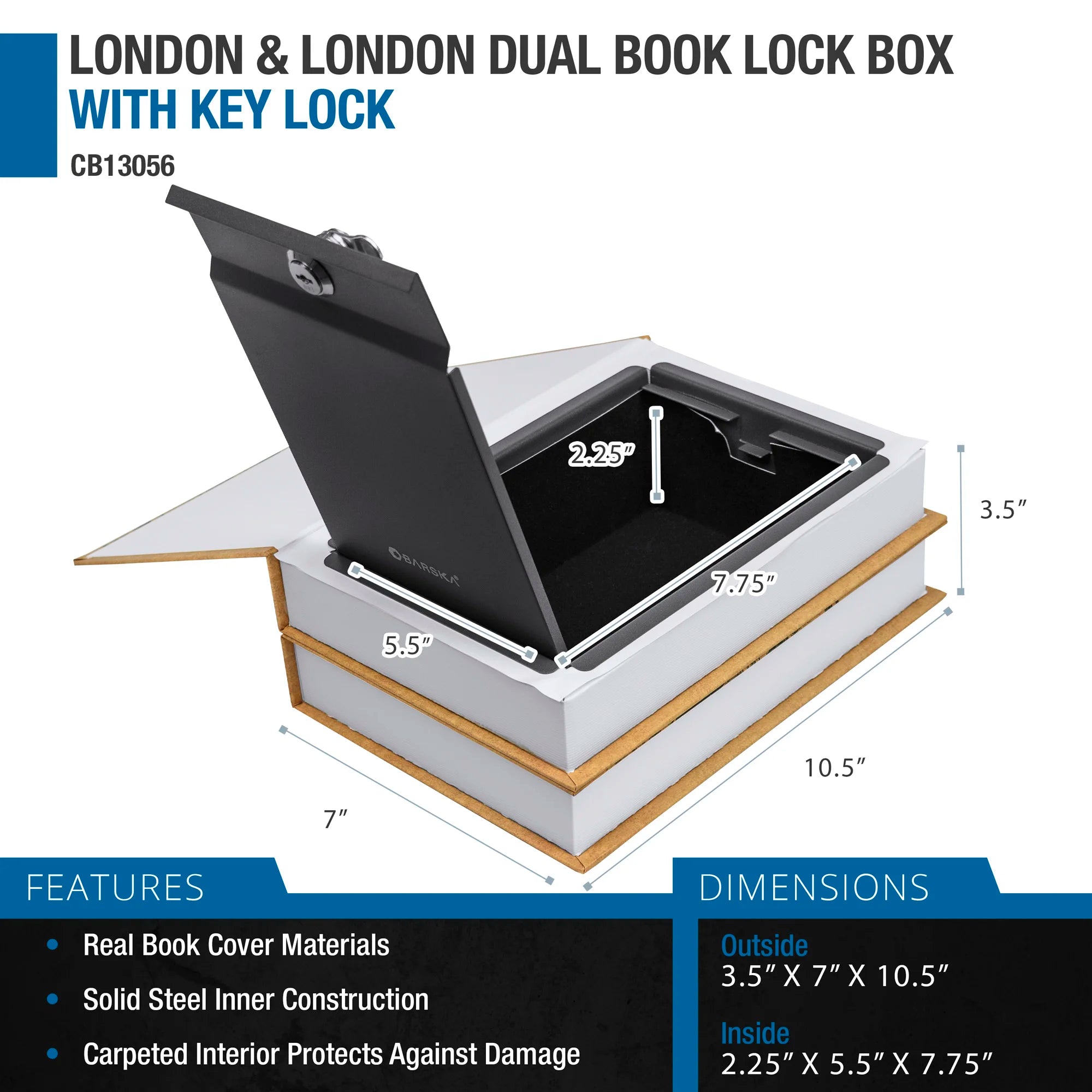 Book Box Lockable Paris & London Series Dual Book Lock Boxes with Key Lock | CB12470, CB ...