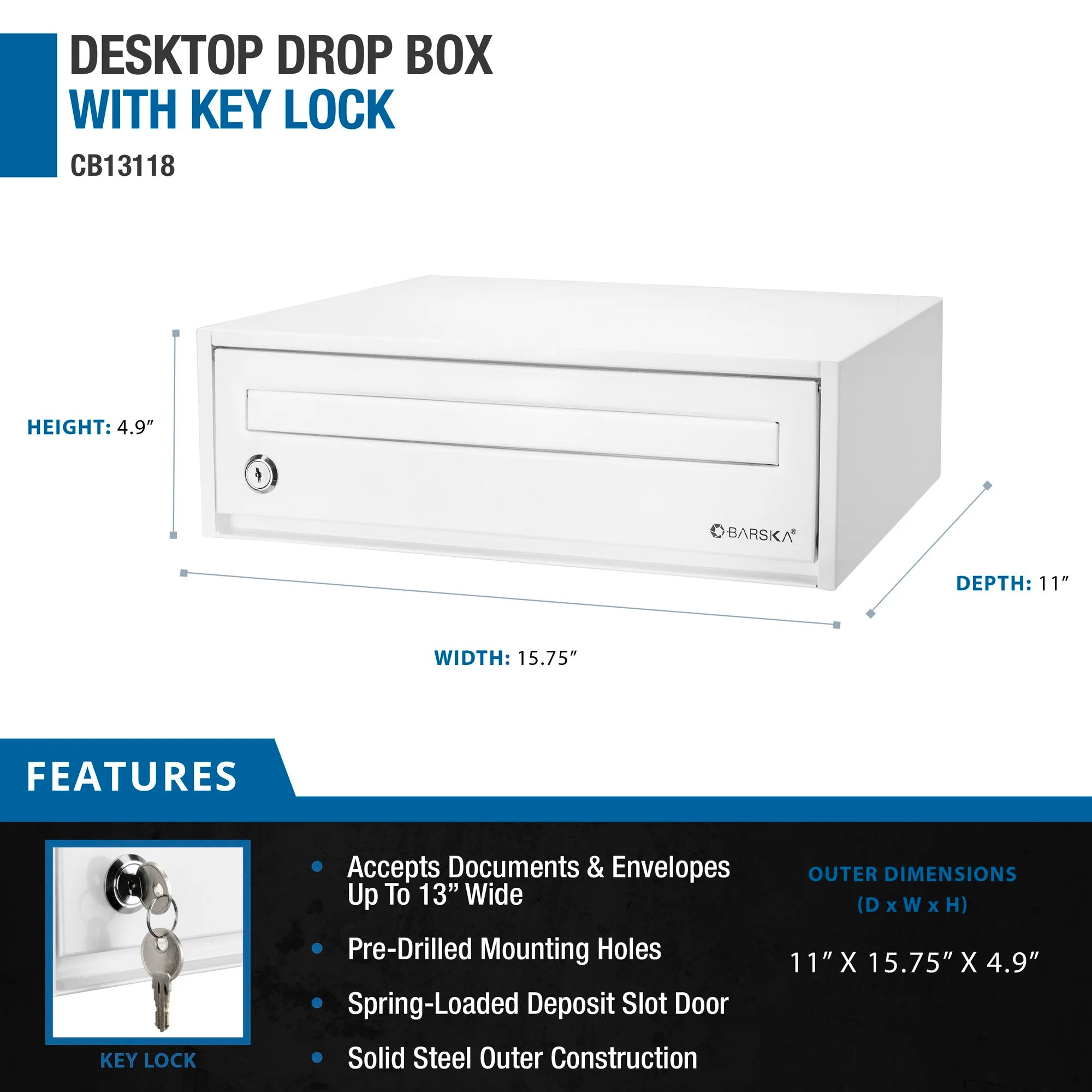 Desktop Drop Box with Key Lock | CB13118 – Barska