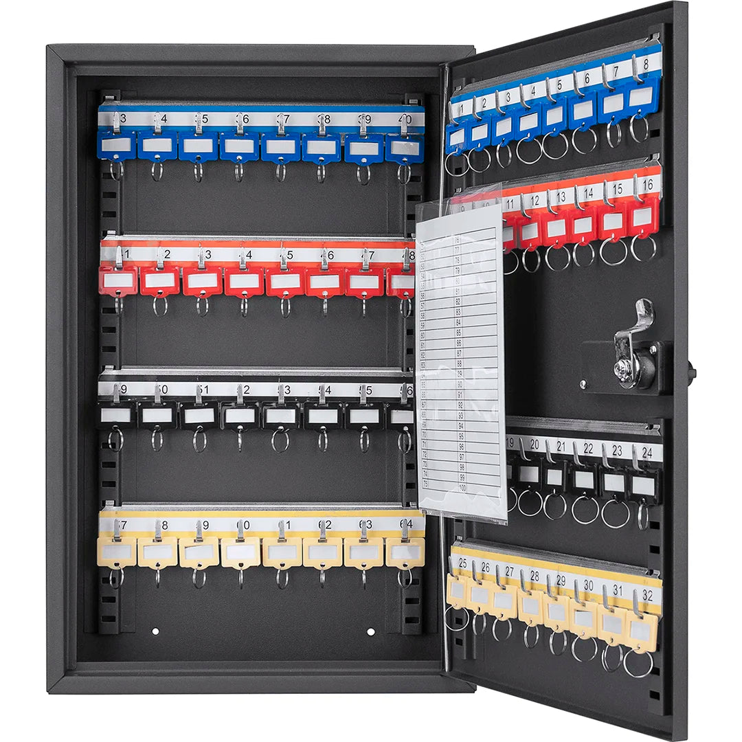 64 Capacity Adjustable Key Cabinet with Combination & Key Lock, Black ...