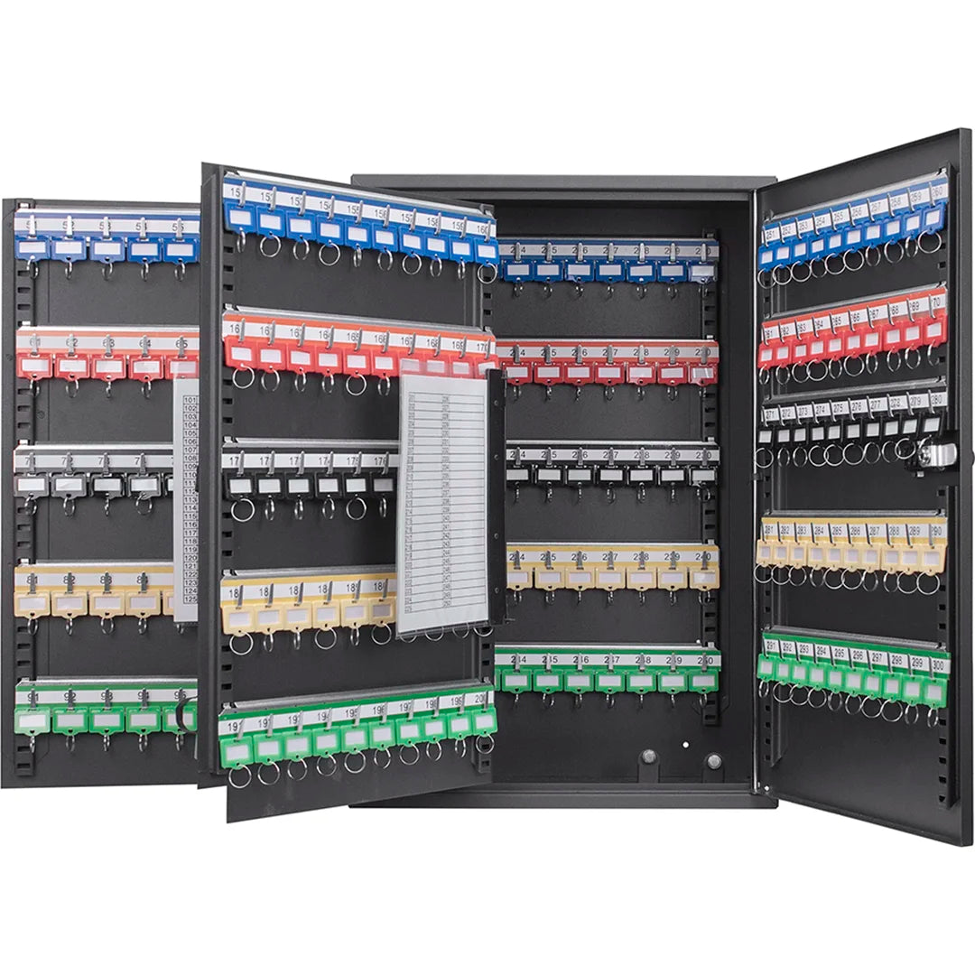 300 Capacity Adjustable Key Cabinet with Combination & Key Lock, Black ...