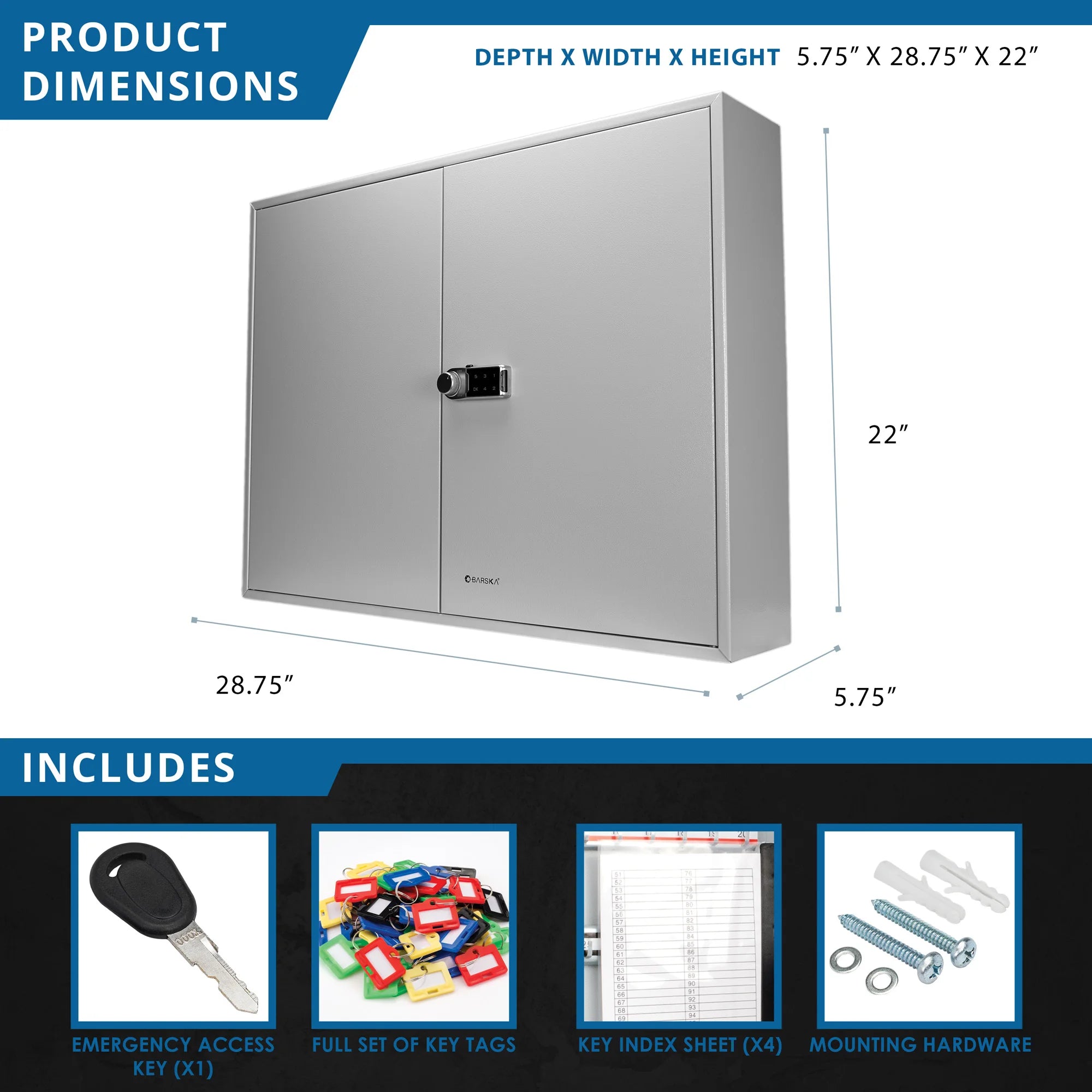 400 Capacity Adjustable Key Cabinet Digital Keypad Wall Safe | CB13604 ...