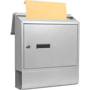 Contemporary Locking Wall Mount Mailbox with Newspaper Bucket | CB13698