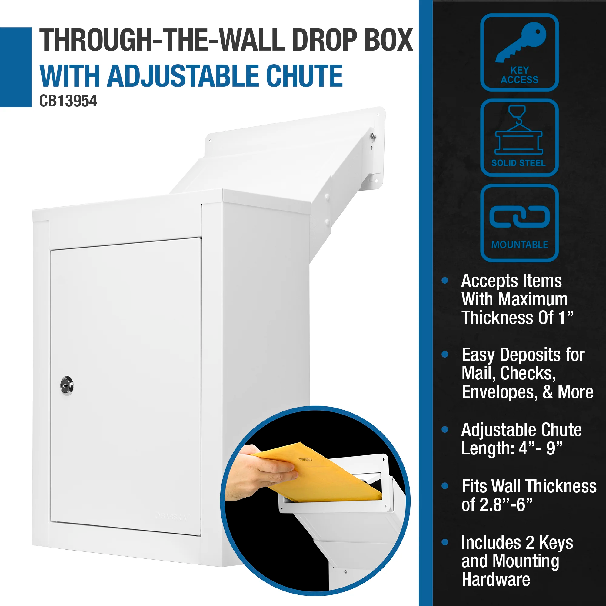 Through-The-Wall Drop Box with Adjustable Chute | CB13954 – Barska